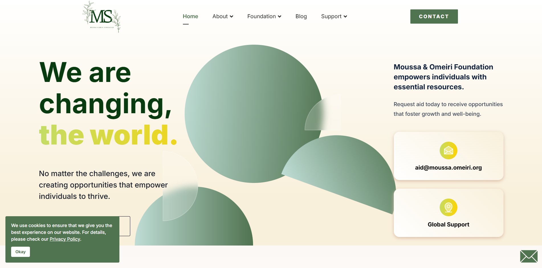 Moussa & Omeiri Foundation website offering aid, support, and resources for community empowerment.